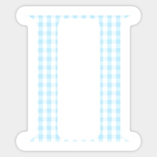 Gemini Zodiac Horoscope Symbol in Pastel Blue and White Gingham Pattern Sticker